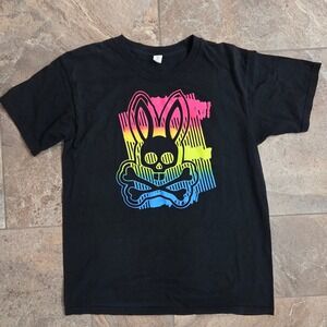 Colorful Psycho Bunny Graphic‎ T-Shirt, Skull & Crossbones, Mens Large